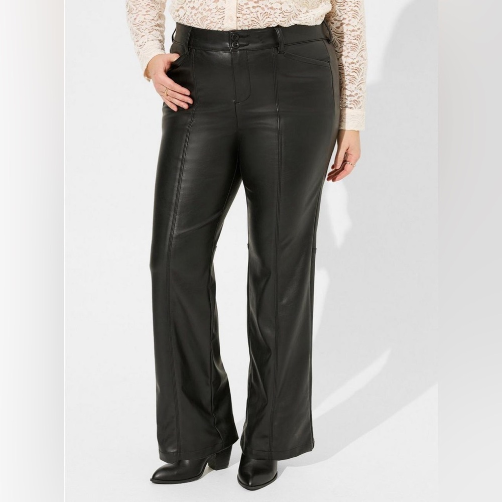 TORRID Pintuck Trouser Boot Faux Leather High Rise Pant NWT Size 20